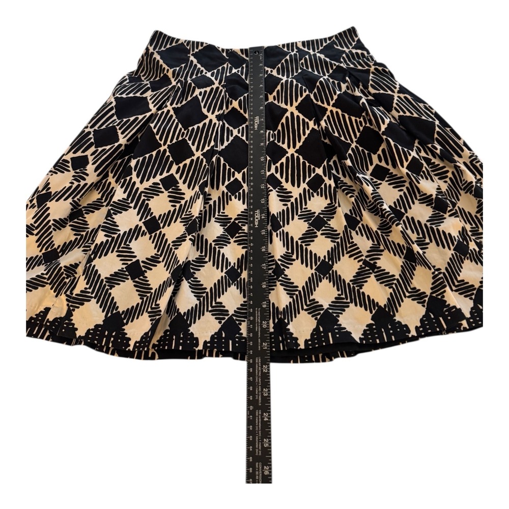 Talbots Womens Black White Geometric Diamond Print Pleated A Line Skirt Size 6 - Picture 6 of 6
